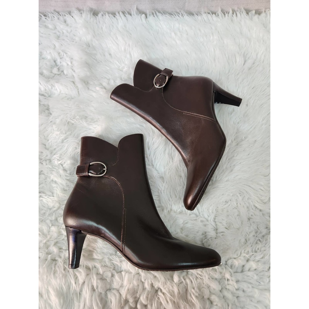 Talbots Brown Leather Ankle Boots with Buckle - Picture 9 of 9